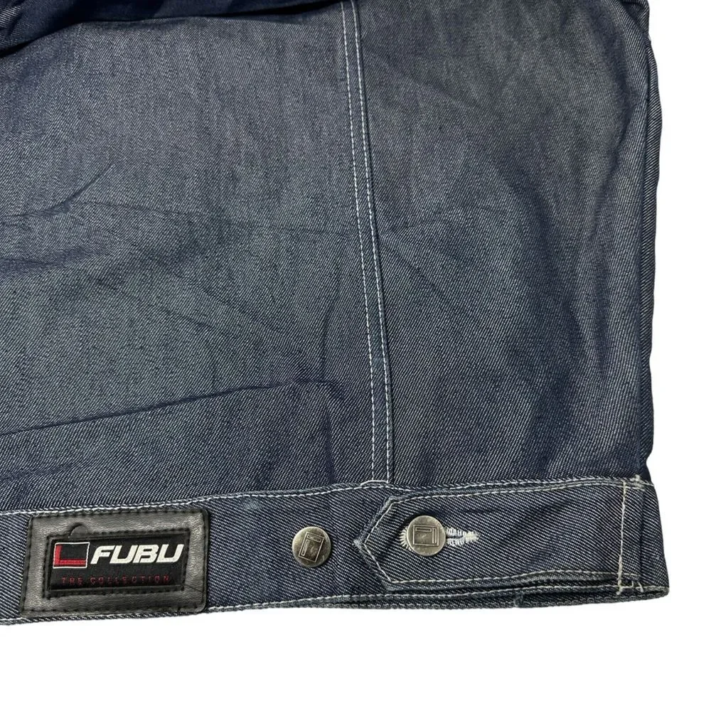 FUBU The Collection Blue‎ Denim Jacket Button Y2K 90s 3XL XXXL